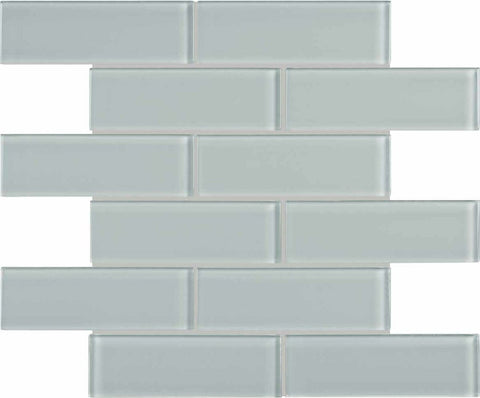 2 X 6 In Brick Element Cloud Light Colors Glass Mosaic