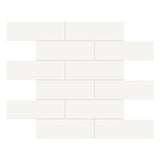 2 X 6 In Brick Soho Canvas White Glossy Glazed Porcelain Mosaic - BUILDMYPLACE