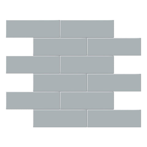 2 X 6 In Brick Soho Cloud Blue Glossy Glazed Porcelain Mosaic