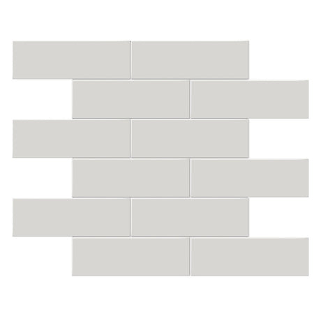 2 X 6 In Brick Soho Halo Grey Glossy Glazed Porcelain Mosaic - BUILDMYPLACE