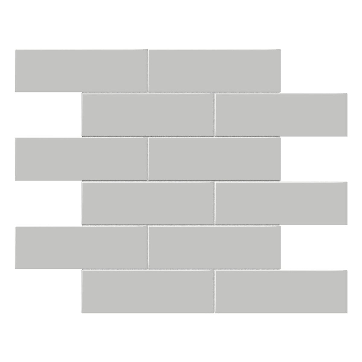 2 X 6 In Brick Soho Loft Grey Glossy Glazed Porcelain Mosaic - 9.47 sf per case - BUILDMYPLACE