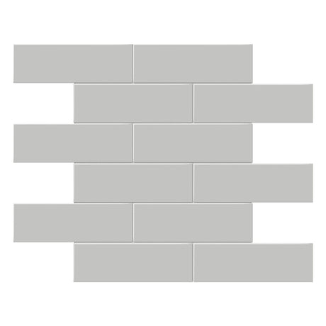 2 X 6 In Brick Soho Loft Grey Glossy Glazed Porcelain Mosaic - 9.47 sf per case - BUILDMYPLACE