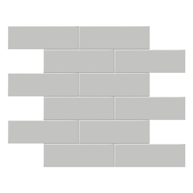 2 X 6 In Brick Soho Loft Grey Glossy Glazed Porcelain Mosaic - 9.47 sf per case - BUILDMYPLACE