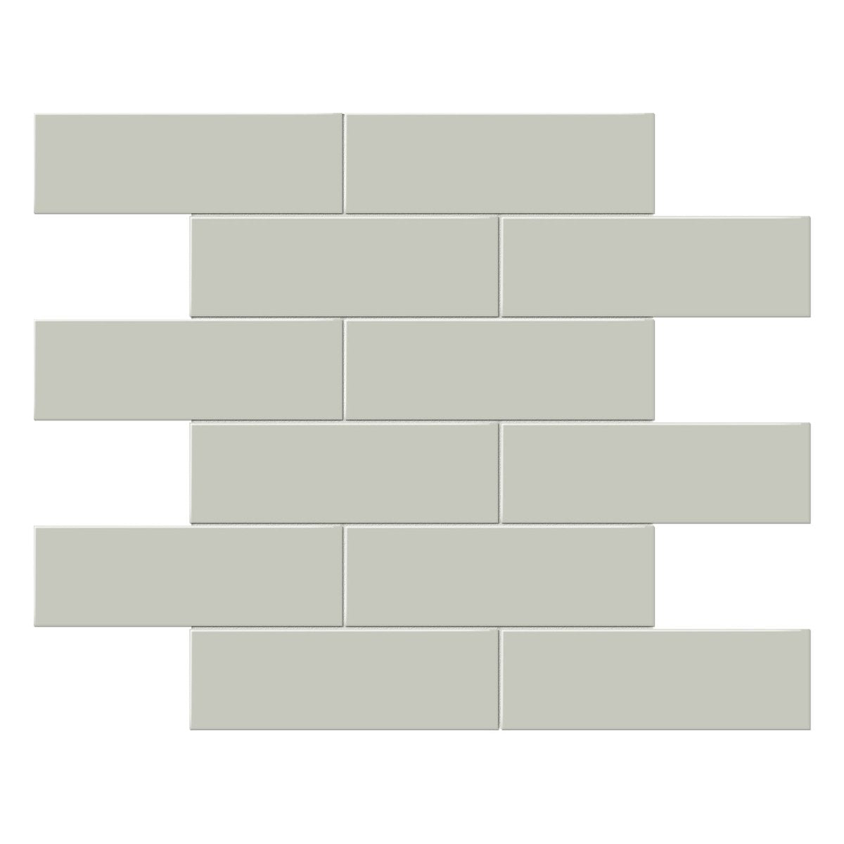 2 X 6 In Brick Soho Soft Sage Glossy Glazed Porcelain Mosaic - BUILDMYPLACE