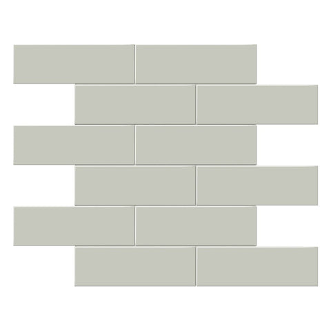 2 X 6 In Brick Soho Soft Sage Glossy Glazed Porcelain Mosaic
