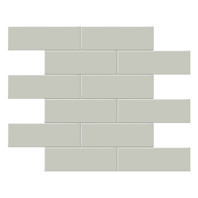 2 X 6 In Brick Soho Soft Sage Glossy Glazed Porcelain Mosaic - BUILDMYPLACE