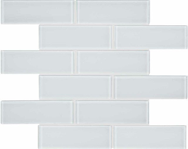 2 x 6 in Element Ice Brick Glossy Glass Mosaic - BUILDMYPLACE