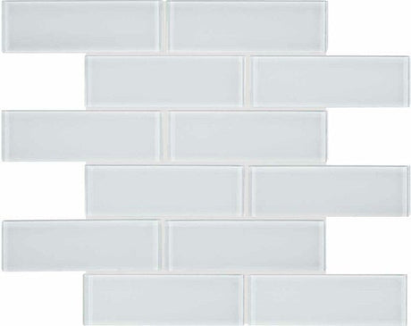 2 x 6 in Element Ice Brick Glossy Glass Mosaic - BUILDMYPLACE