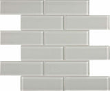 2 x 6 in Element Mist Brick Glossy Glass Mosaic - BUILDMYPLACE