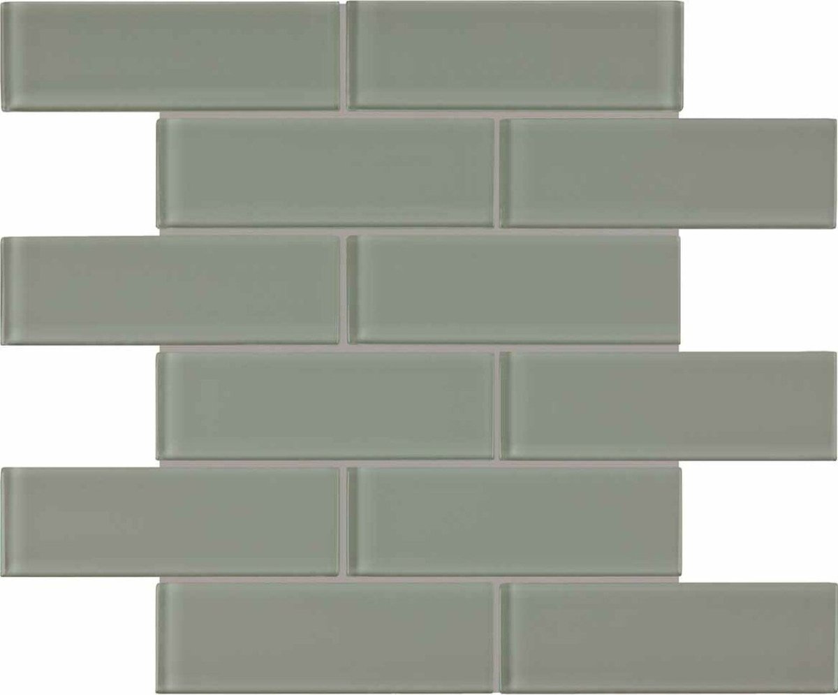 2 x 6 in Element Smoke Brick Glossy Glass Mosaic - BUILDMYPLACE