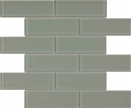 2 x 6 in Element Smoke Brick Glossy Glass Mosaic - BUILDMYPLACE