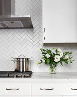 2 X 6 In Herringbone Soho Gallery Grey Glossy Glazed Porcelain Mosaic - BUILDMYPLACE