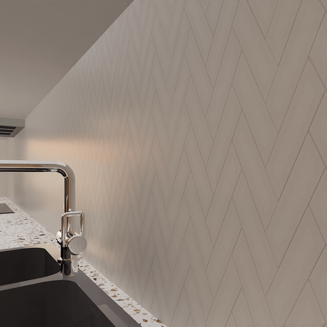 2 X 6 In Herringbone Soho Halo Grey Matte Glazed Porcelain Mosaic - BUILDMYPLACE