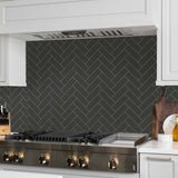 2 X 6 In Herringbone Soho Retro Black Glossy Glazed Porcelain Mosaic - BUILDMYPLACE