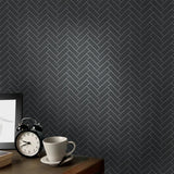 2 X 6 In Herringbone Soho Retro Black Matte Glazed Porcelain Mosaic - BUILDMYPLACE