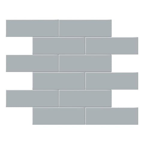 2 x 6 in. Soho Cloud Blue Matte Glazed Porcelain Brick Mosaic