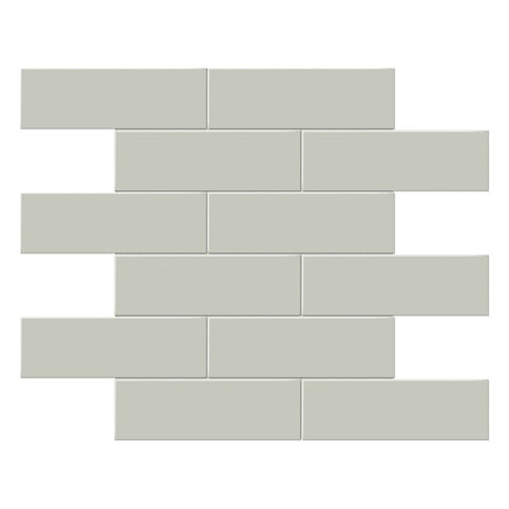 2 x 6 in. Soho Soft Sage Brick Matte Glazed Porcelain Mosaic - BUILDMYPLACE