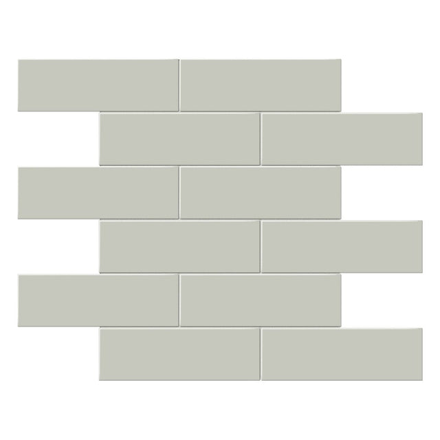 2 x 6 in. Soho Soft Sage Brick Matte Glazed Porcelain Mosaic - BUILDMYPLACE