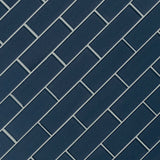 2" X 6" Midnight Blue Glass Subway Mosaic Wall Tile (9.8SQ FT/CTN) - BUILDMYPLACE