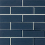 2" X 6" Midnight Blue Glass Subway Mosaic Wall Tile (9.8SQ FT/CTN) - BUILDMYPLACE