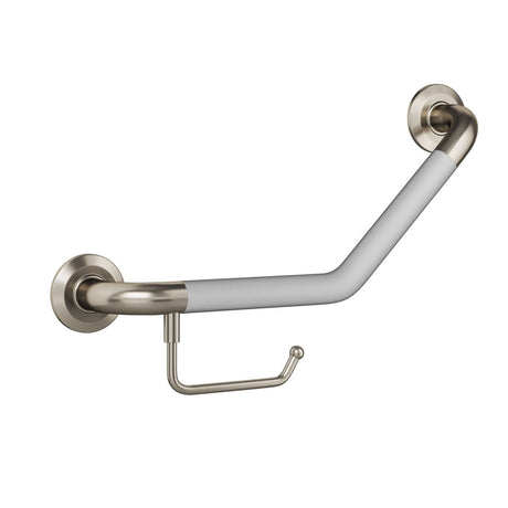 20 In. Ergo Angle Bar with Optional Toilet Paper Holder, ADA Compliant Steel Grab Bar - BUILDMYPLACE