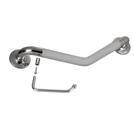 20 In. Ergo Angle Bar with Optional Toilet Paper Holder, ADA Compliant Steel Grab Bar - BUILDMYPLACE