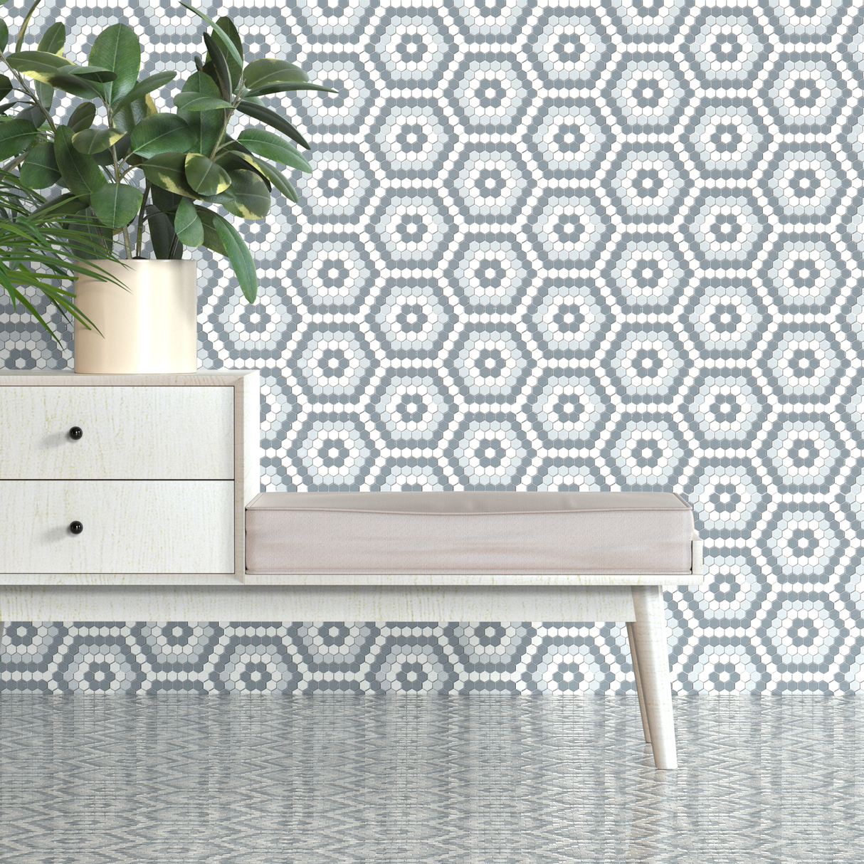 Soho Afternoon Blend Hexagon Pattern Matte Glazed Porcelain Mosaic