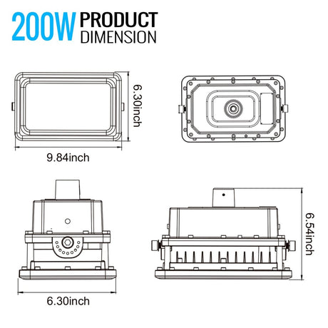 200 Watt LED Explosion Proof Flood Light, A Series, Dimmable, 5000K, 27000LM, AC100 - 277V, IP66, Hazardous Location Lighting Fixtures - BUILDMYPLACE