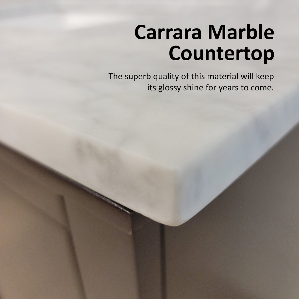 Dukes 60 in. Freestanding Bathroom Vanity with White Carrara Marble Top, White Square Sink