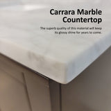 Dukes 60 in. Freestanding Bathroom Vanity with White Carrara Marble Top, White Square Sink