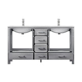 Jacques Distressed Grey Freestanding Bathroom Vanity with White Carrara Marble Top, White Square Sink