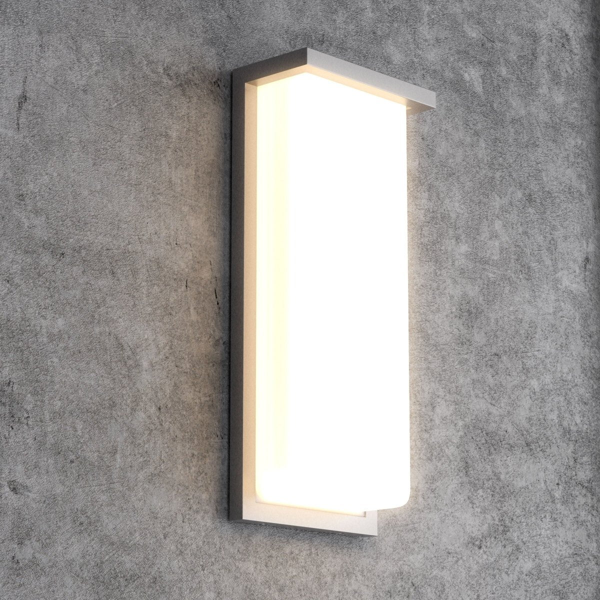 20W Modern LED Outdoor Wall Sconce Light 5000K 600LM White Acrylic Shade, 120 - 277V Non - Dimmable, ETL Listed, Wet Location, Painted Silver Finish - BUILDMYPLACE
