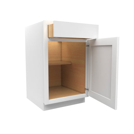 21 Inch Wide Single Door Base Cabinet - Luxor White Shaker - Ready To Assemble, 21"W x 34.5"H x 24"D - BUILDMYPLACE