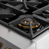 36 in. 5.2 cu. ft. 6 Burners Dual Fuel Range for Propane Gas in Stainless Steel with Kucht Horus Thermostat