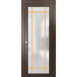 Solid French Door Frosted Glass | Planum 2113 Chocolate Ash | Single Regular Panel Frame Trims Handle | Bathroom Bedroom Sturdy Doors