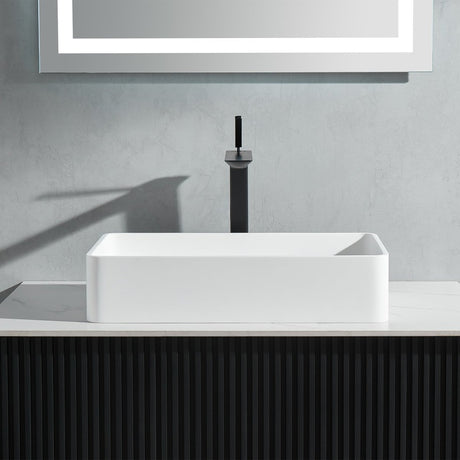 21.25" White Rectangular Vessel Bathroom Sink - BUILDMYPLACE