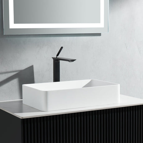 21.25" White Rectangular Vessel Bathroom Sink - BUILDMYPLACE