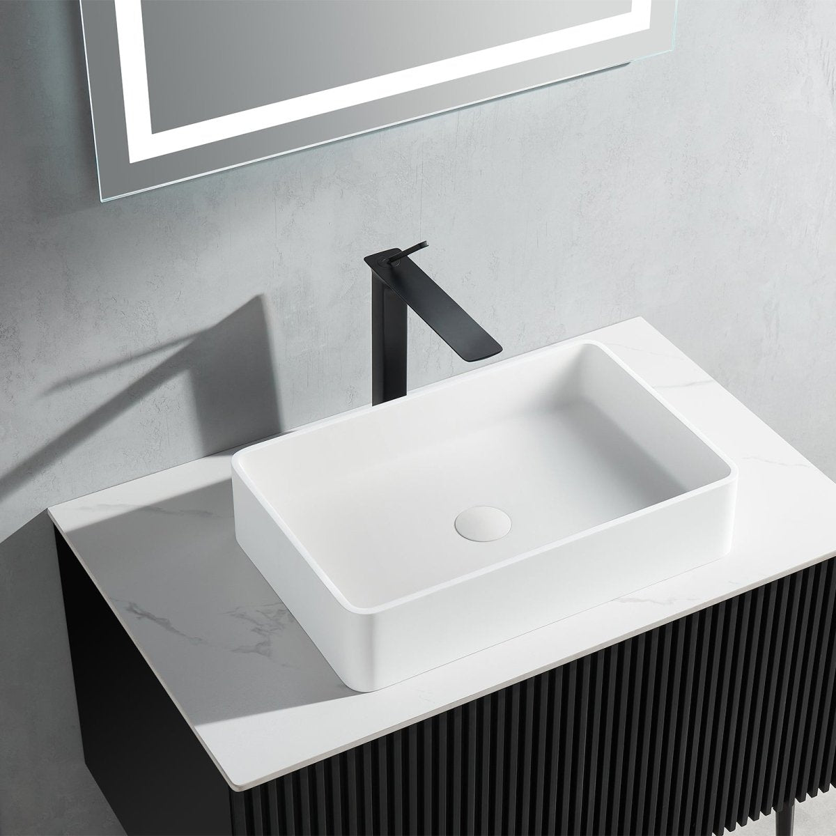 21.25" White Rectangular Vessel Bathroom Sink - BUILDMYPLACE