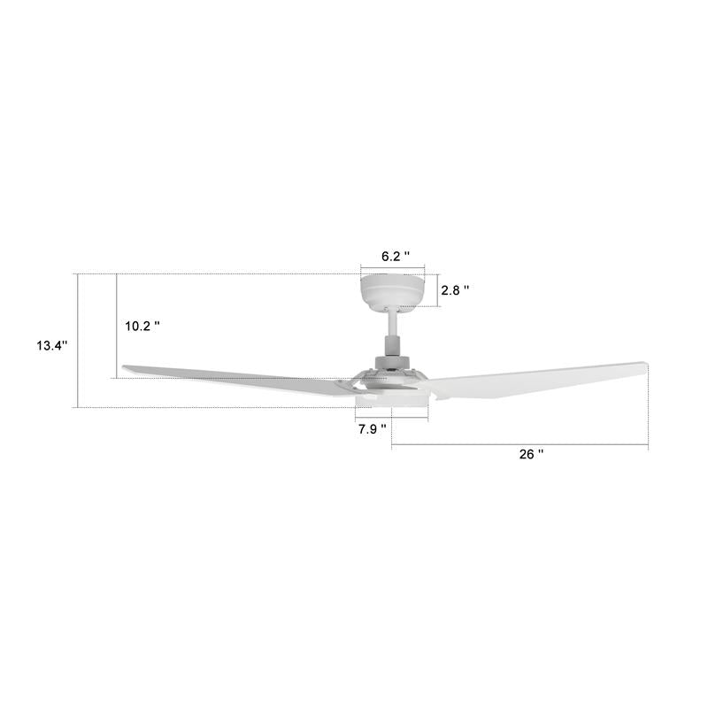 Trailblazer White/White 3 Blade Smart Ceiling Fan with Dimmable LED Light Kit Works with Remote Control, Wi-Fi apps and Voice control via Google Assistant/Alexa/Siri