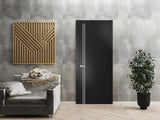 Modern Solid Interior Door with Handle | Planum 0310 Matte Black | Single Regural Panel Frame Trims | Bathroom Bedroom Sturdy Doors