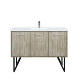 Lancy 48 in. Rustic Acacia  Freestanding Bathroom Vanity with White Quartz Top, White Square Sink, and Monte Chrome Faucet Set