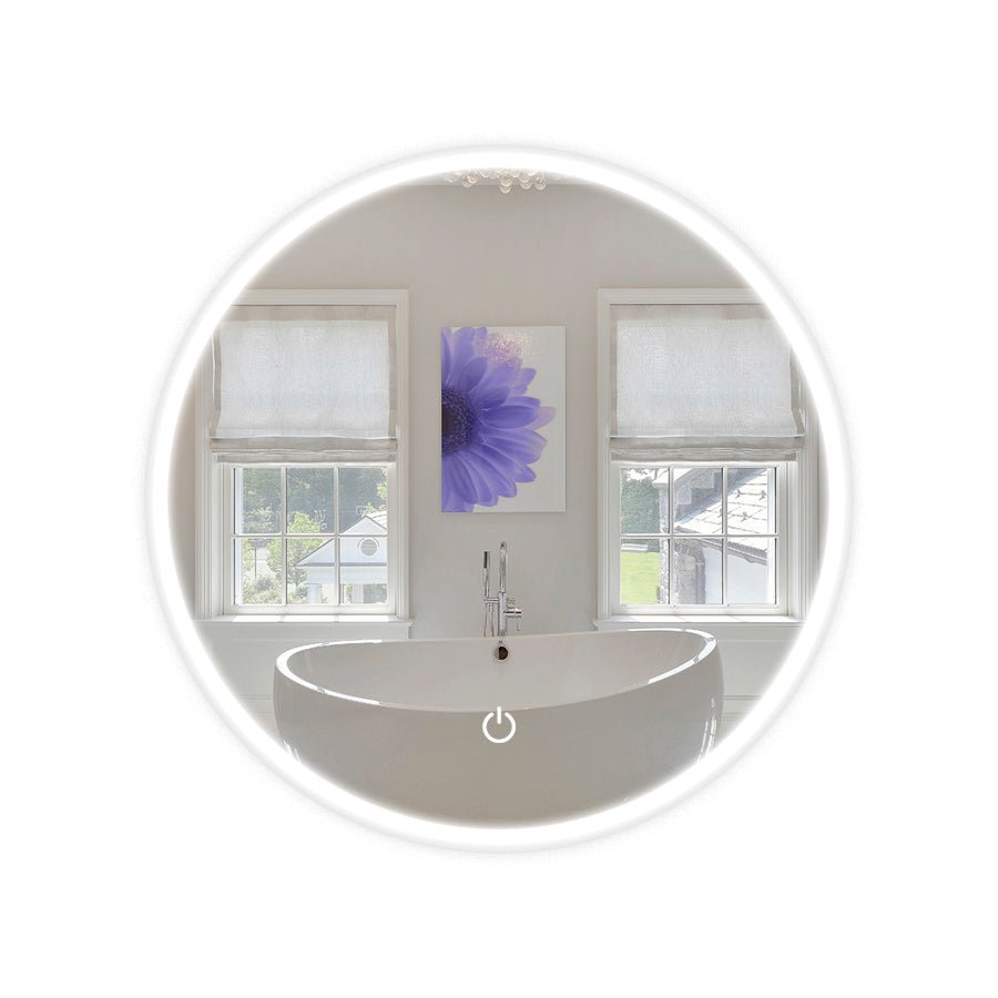 22 Inch Round Vanity Mirror with Lights, Cct Changeable with Remembrance, Defogger On/Off Touch Switch, Wall Mounted Makeup Mirror - BUILDMYPLACE