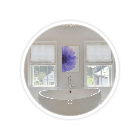 22 Inch Round Vanity Mirror with Lights, Cct Changeable with Remembrance, Defogger On/Off Touch Switch, Wall Mounted Makeup Mirror - BUILDMYPLACE