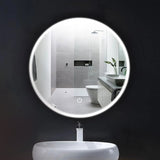 22 Inch Round Vanity Mirror with Lights, Cct Changeable with Remembrance, Defogger On/Off Touch Switch, Wall Mounted Makeup Mirror - BUILDMYPLACE