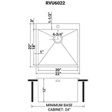 22 Inch Topmount Laundry Deep Utility Sink 16 Gauge Stainless Steel - BUILDMYPLACE