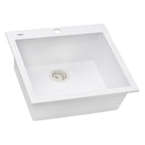 22 x 20 inch Drop - in Topmount Granite Composite Single Bowl Kitchen Sink - BUILDMYPLACE