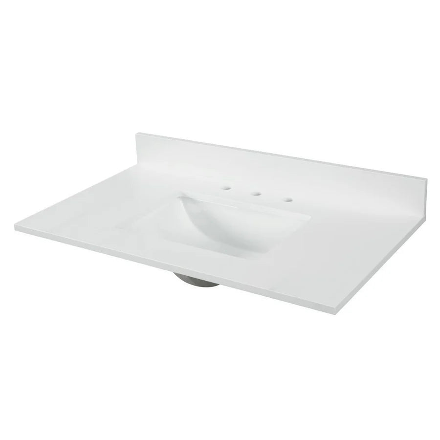 49-in Pure White Quartz Single Sink Bathroom Vanity Top ( Snow White) - 49" x 22" x 3/4"