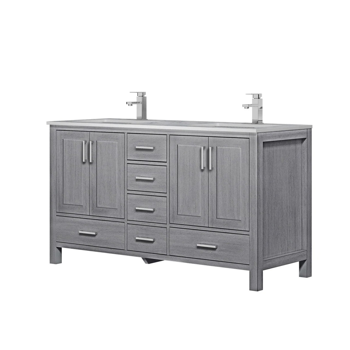 Jacques Distressed Grey Freestanding Bathroom Vanity with White Carrara Marble Top, White Square Sink