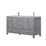Jacques Distressed Grey Freestanding Bathroom Vanity with White Carrara Marble Top, White Square Sink