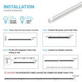 22W Integrated LED Tube Light - 4ft V Shape - 6500k Clear Cover - Works without T8 Ballast - BUILDMYPLACE